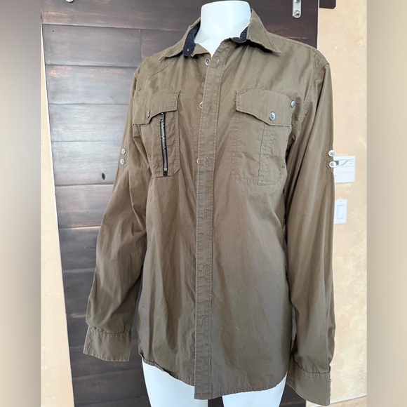 Upcycled Marc Ecko Skull Shacket - Green, Size Men's M - Picture 8 of 13